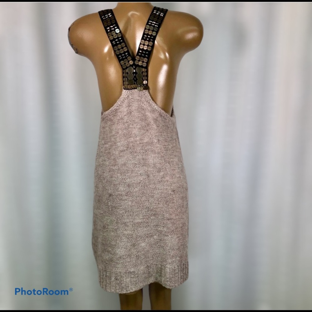 Free People Bronze Sequin Strap Knitted Dress Lrg
